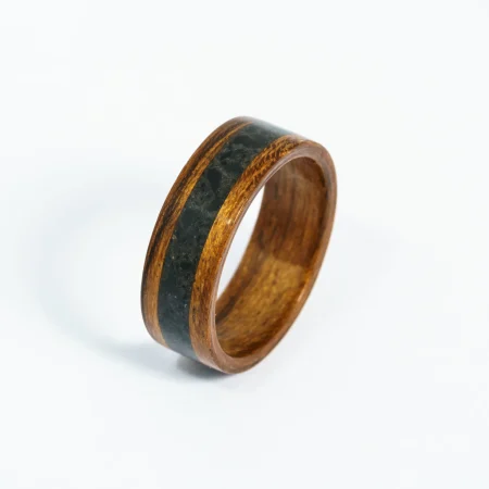 Welsh Slate inlay Handcrafted Bentwood Ring For Him or Her