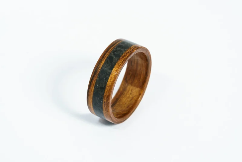 Welsh Slate inlay Handcrafted Bentwood Ring For Him or Her