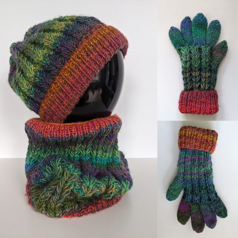 Knitting Pattern: Pines and Maples Trio (Hat, Cowl and Gloves)