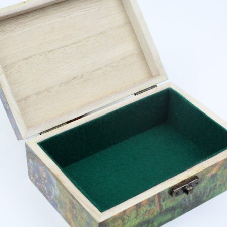 Wood handmade keepsake jewellery, memories, card box, Flowers Tree Vincent van Gogh style, Lined