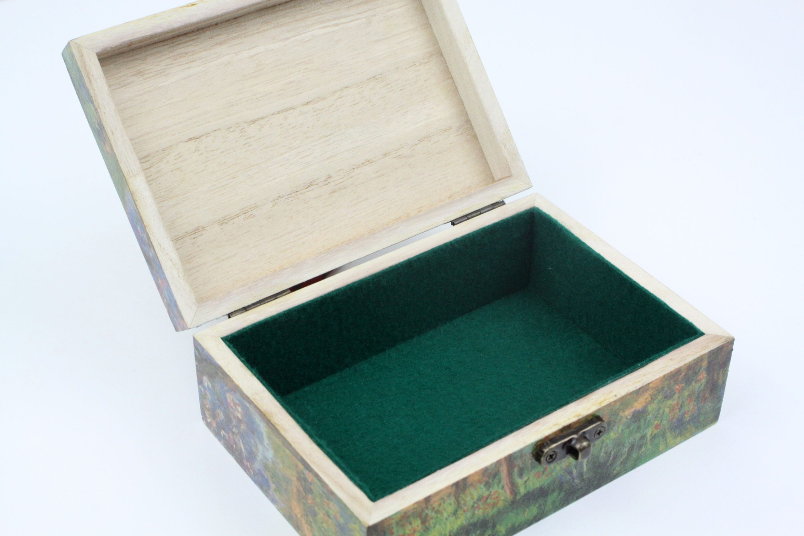 Wood handmade keepsake jewellery, memories, card box, Flowers Tree Vincent van Gogh style, Lined