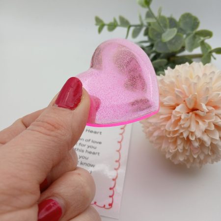 Bright Pink Glitter Resin Heart Love Token