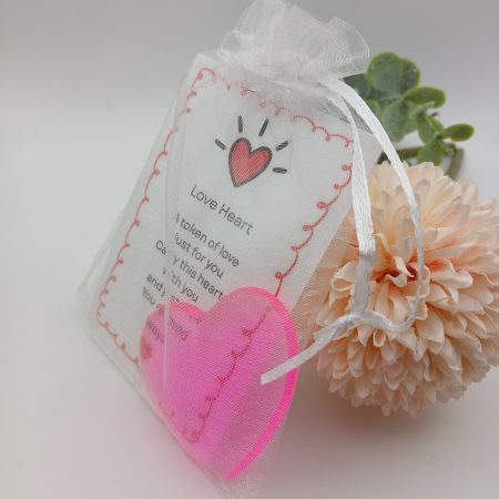Bright Pink Glitter Resin Heart Love Token