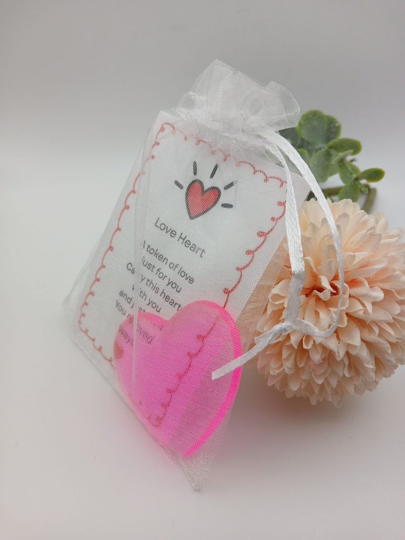 Bright Pink Glitter Resin Heart Love Token