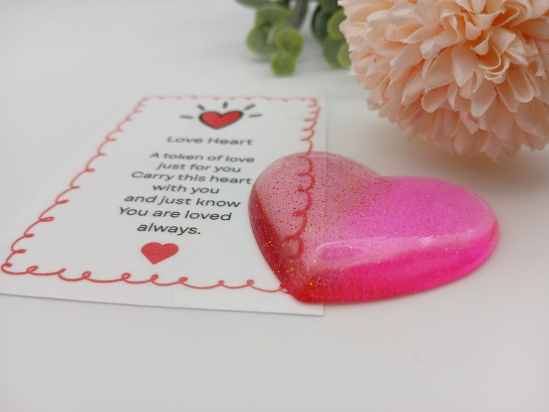Two tone Pink Glitter Resin Heart Love Token