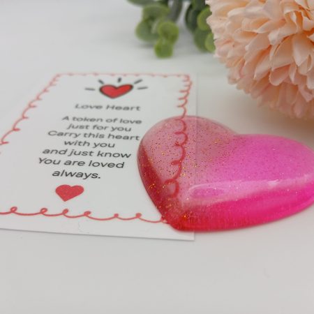 Two tone Pink Glitter Resin Heart Love Token