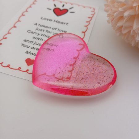 Two tone Pink Glitter Resin Heart Love Token
