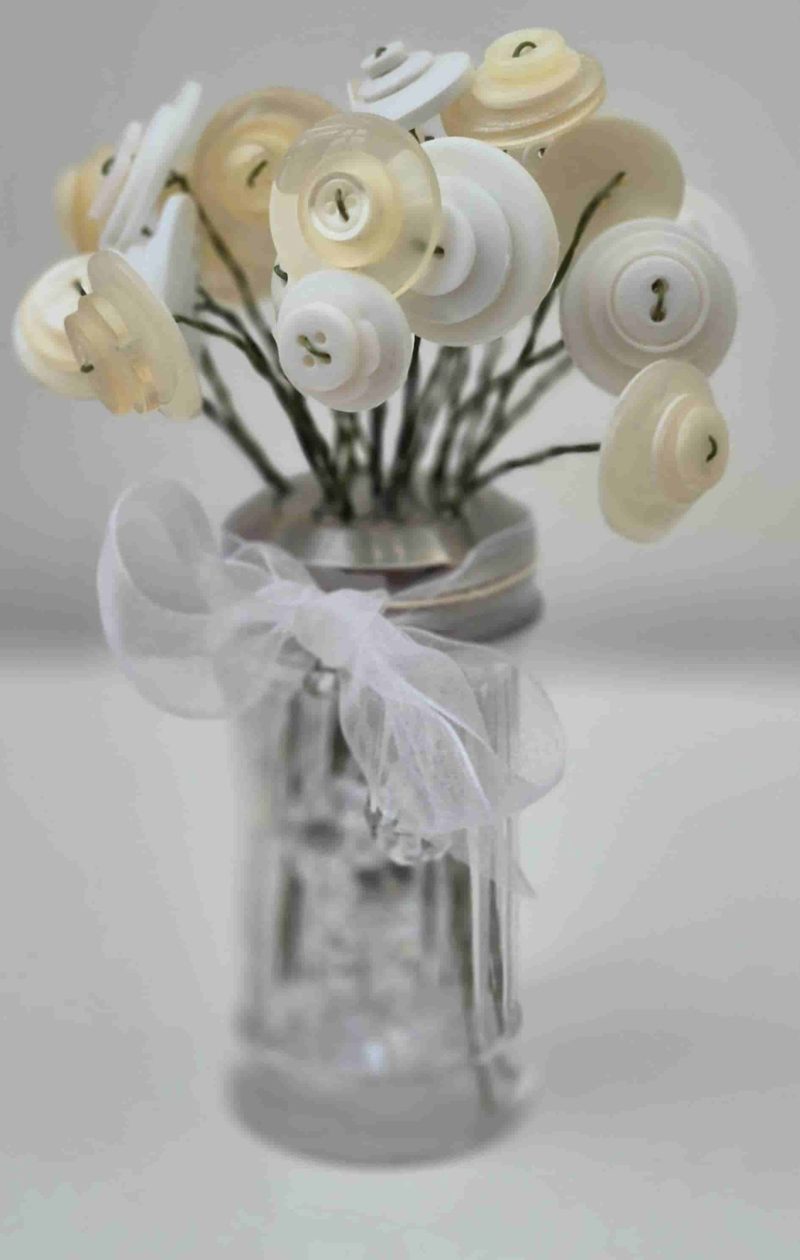 White and Cream Button Flower Arrangement