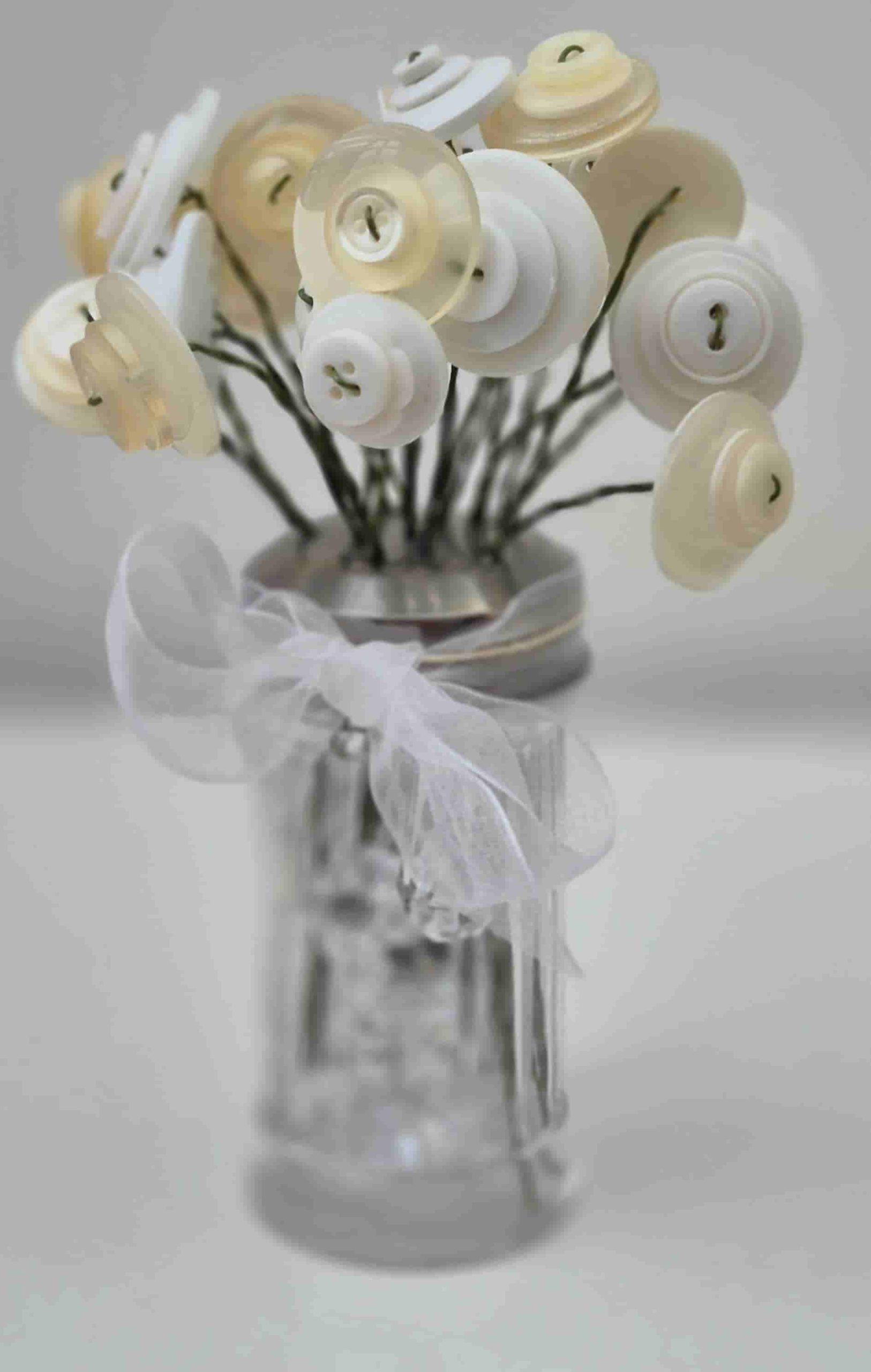 White and Cream Button Flower Arrangement