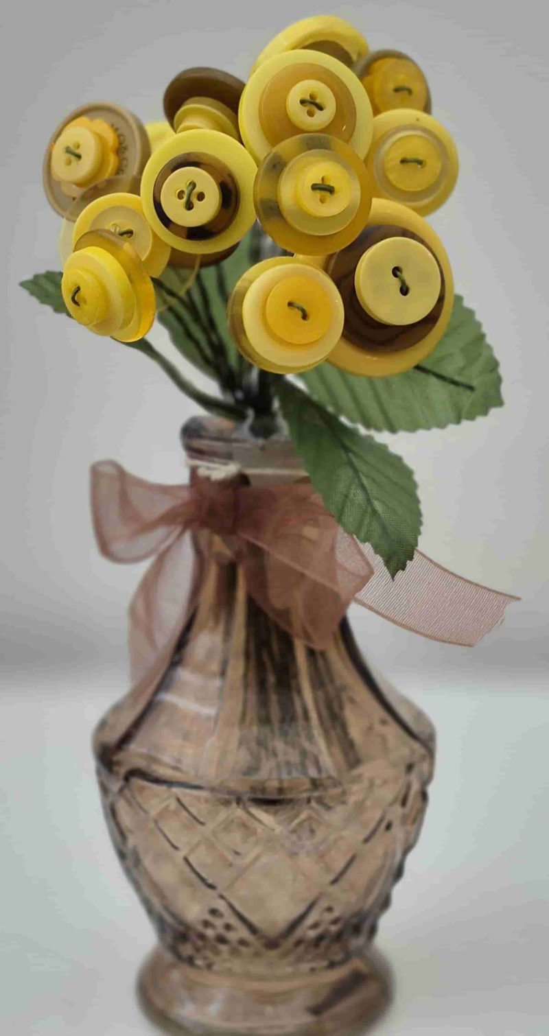 Yellow and Brown Button Flower Arrangement