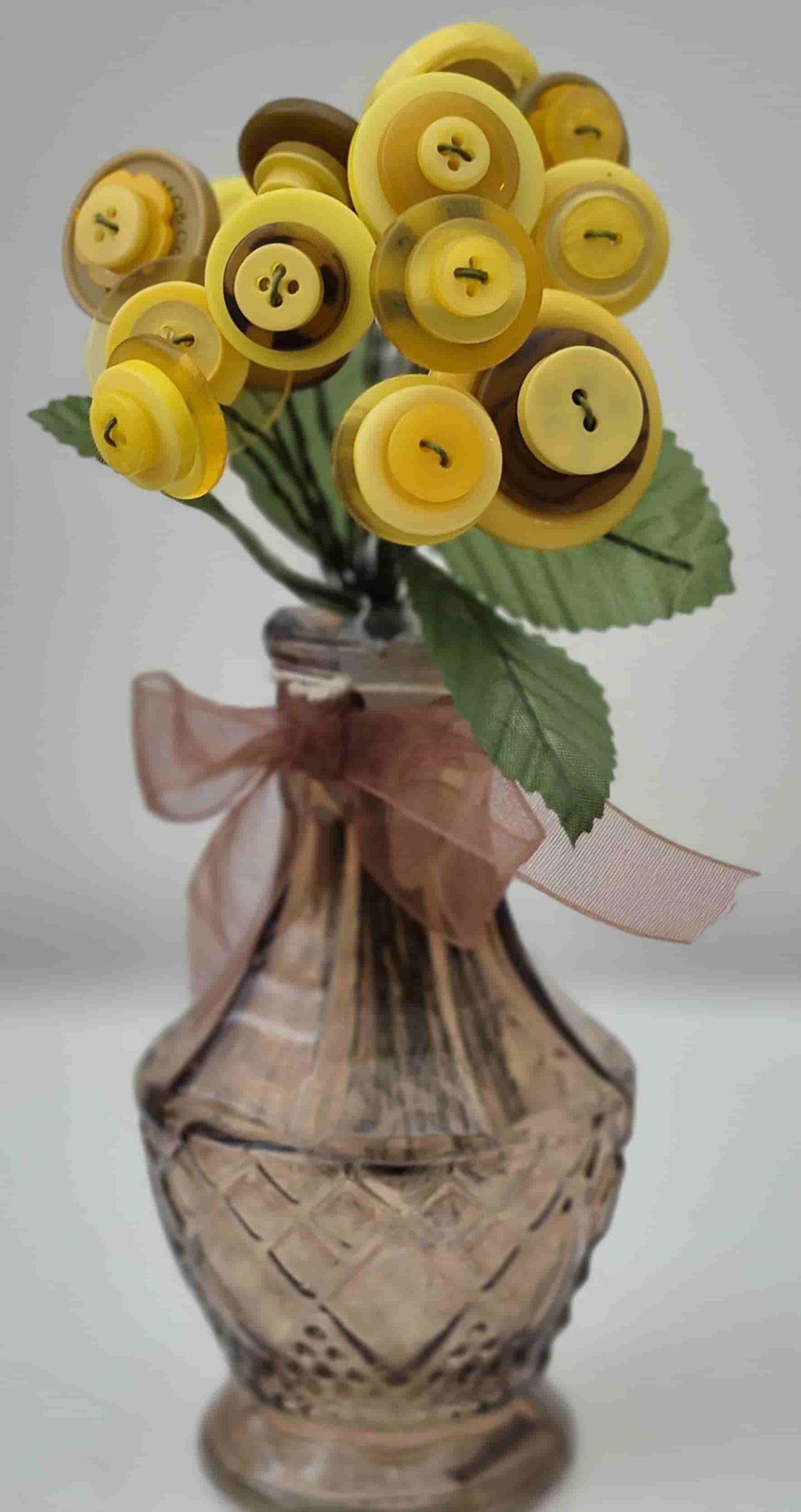 Yellow and Brown Button Flower Arrangement