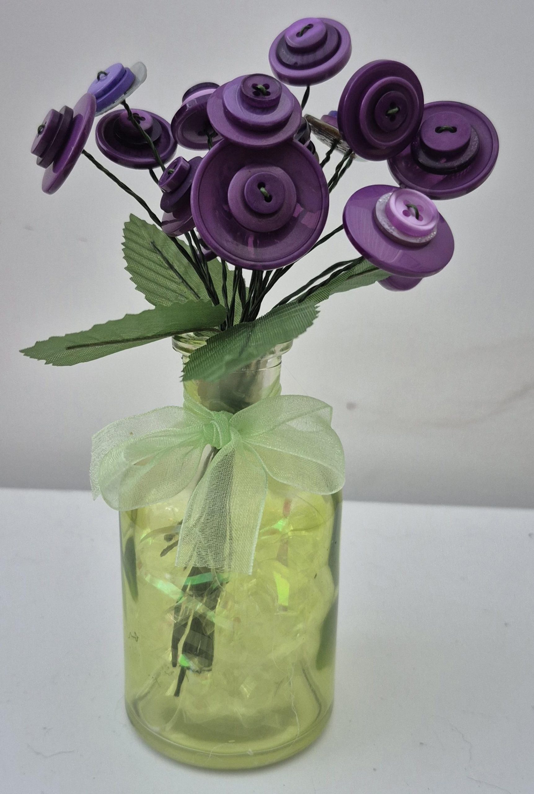 Purple and Green Button Flower Arrangement