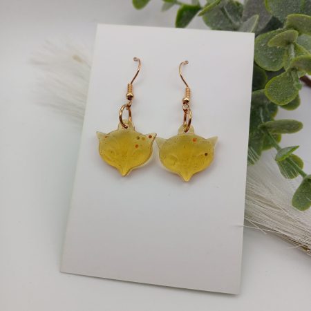 Cute Fox Earrings Glittery amber colour resin