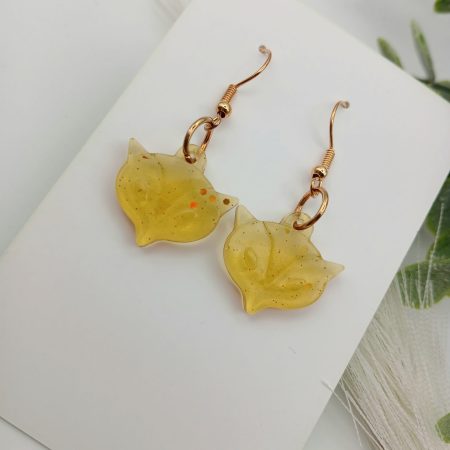 Cute Fox Earrings Glittery amber colour resin