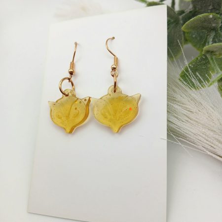 Cute Fox Earrings Glittery amber colour resin