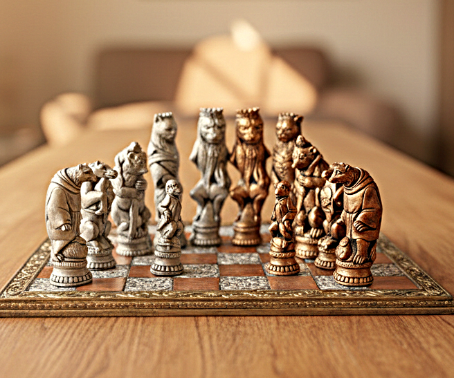Custom Made Extra Large Reynard the Fox Chess set. ( Pieces only)