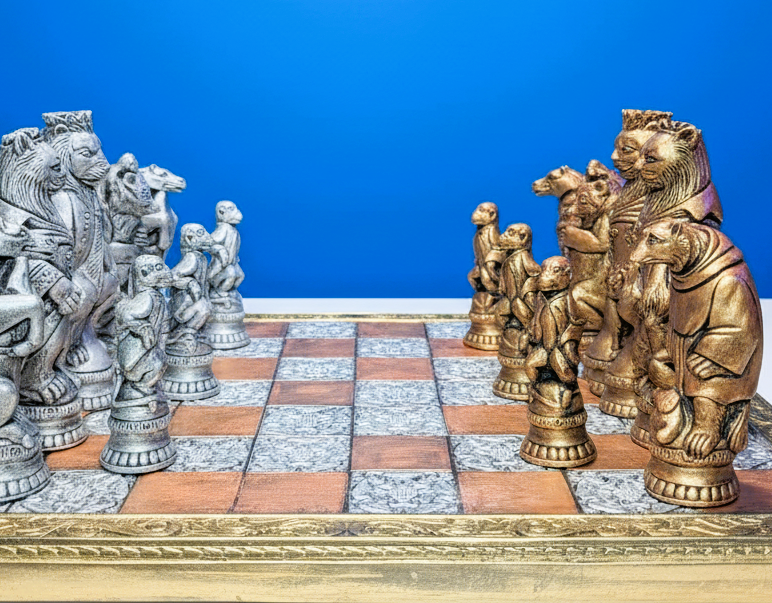 Custom Made Extra Large Reynard the Fox Chess set. ( Pieces only)