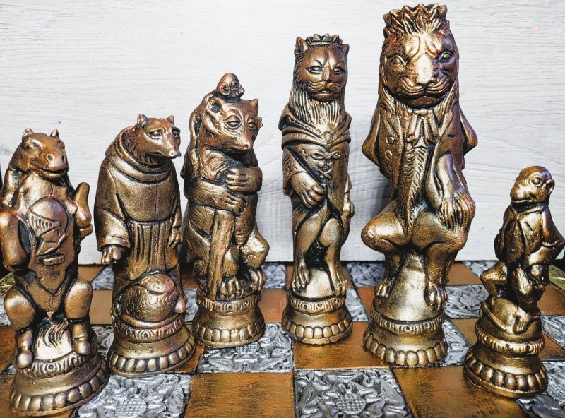 Custom Made Extra Large Reynard the Fox Chess set. ( Pieces only)