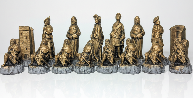 Custom Chess Set: Scottish Highlander, Jacobite; wide choice of colour finishes. (Pieces only)