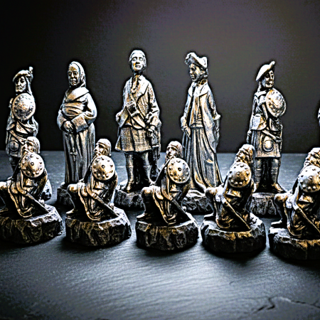 Custom Chess Set: Scottish Highlander, Jacobite; wide choice of colour finishes. (Pieces only)