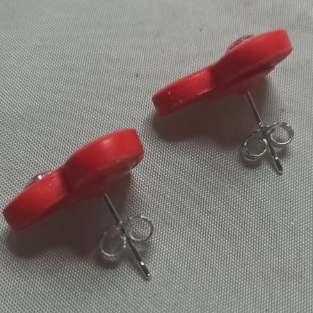 Polymer Clay Heart Earrings with Cubic Zirconia and Silver Posts