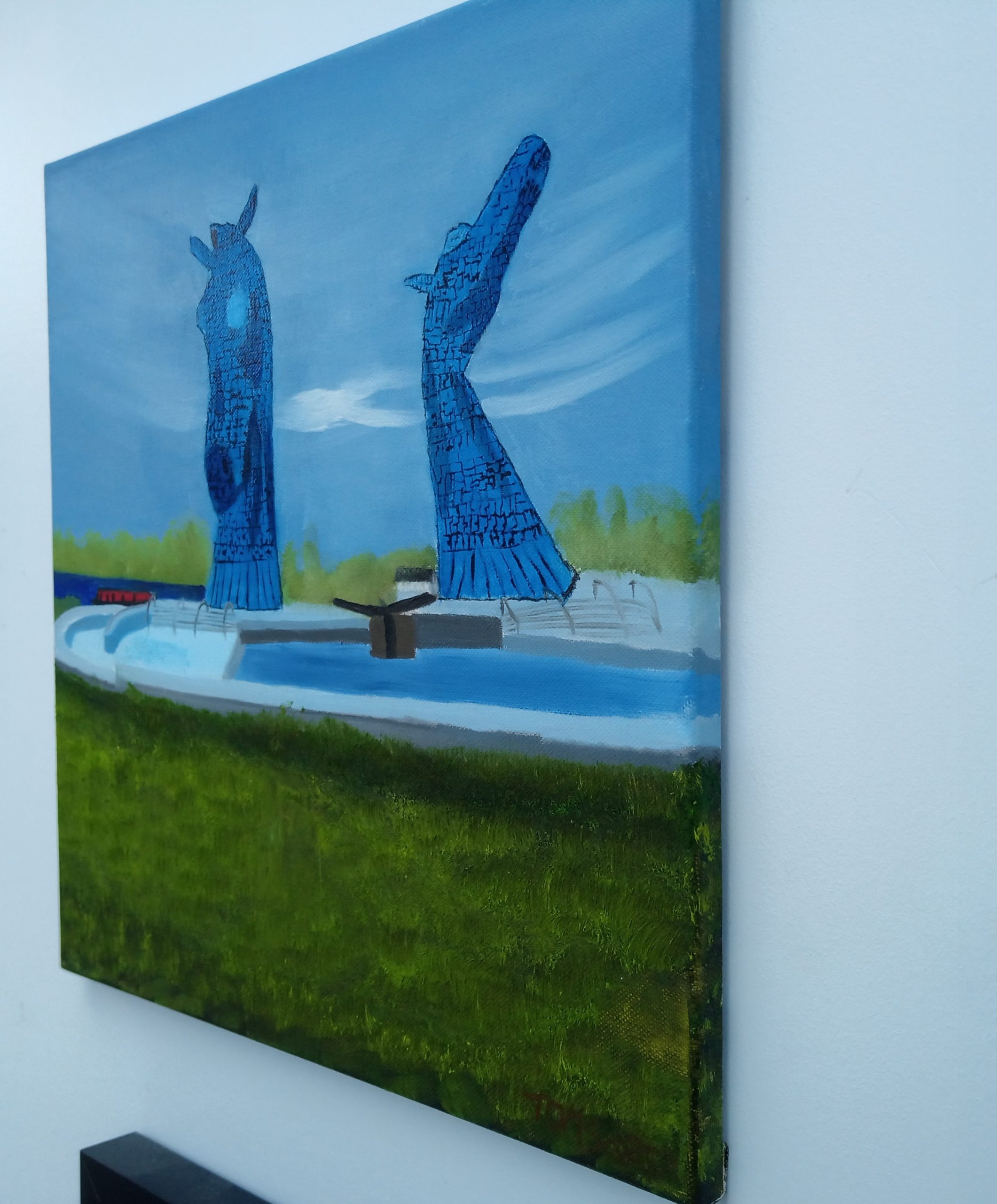 Falkirk Kelpies, Original Oil Painting on Canvas