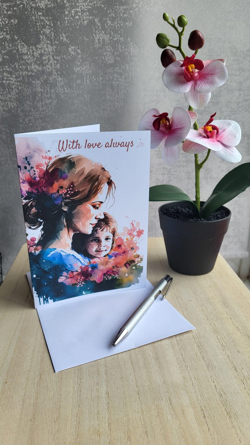 Mother’s Day Card 5x7 – Mother & Child “With Love Always”