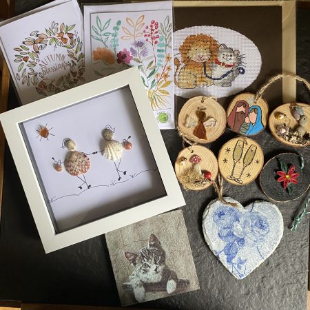 Sea Glass & River Pebble Cat Art – Trio of Cats Birdwatching, Coastal Handmade Wall Decor