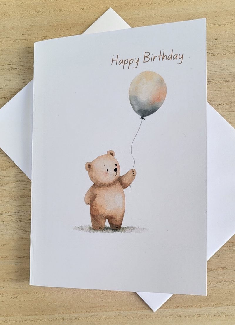 Personalised Happy Birthday Teddy Bear Greeting Card, 5x7
