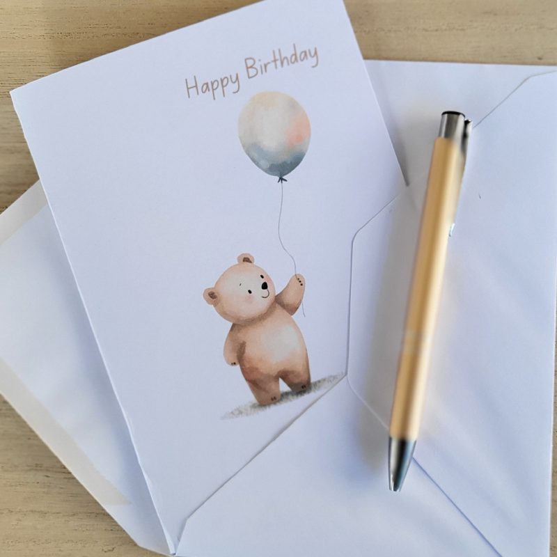 Personalised Happy Birthday Teddy Bear Greeting Card, 5x7