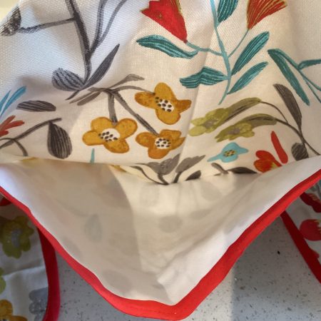 Quality Floral Fabric Handmade Waist Half Apron Tie Fastening Lined 3 Pockets