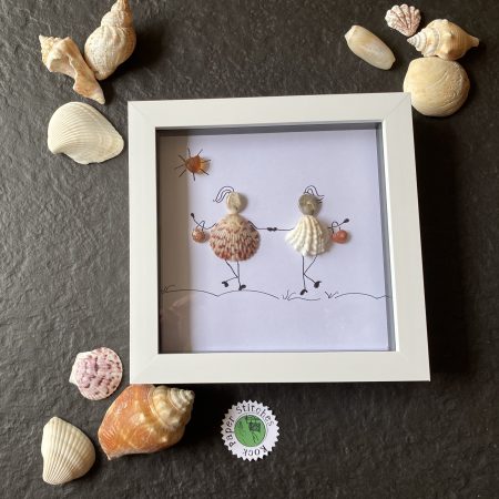 Handcrafted Shell Art Girls Day Out Wall Hanging – Beach Inspired Home Decor, Unique Coastal Decor, Perfect Gift for Friends or Besties