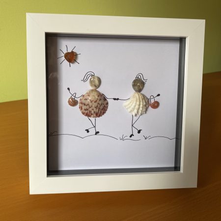 Handcrafted Shell Art Girls Day Out Wall Hanging – Beach Inspired Home Decor, Unique Coastal Decor, Perfect Gift for Friends or Besties