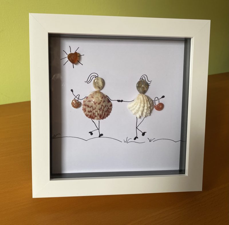 Handcrafted Shell Art Girls Day Out Wall Hanging – Beach Inspired Home Decor, Unique Coastal Decor, Perfect Gift for Friends or Besties