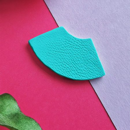 Corner Bookmark, Vanilla Leather Texture, Green-Blue Heart, Polymer Clay Bookmark