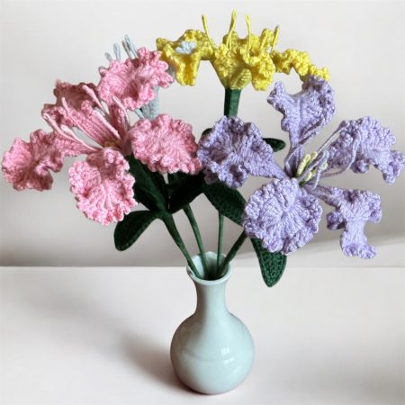 Handmade Crochet Crape Myrtle Flower Stems, Colourful and Durable