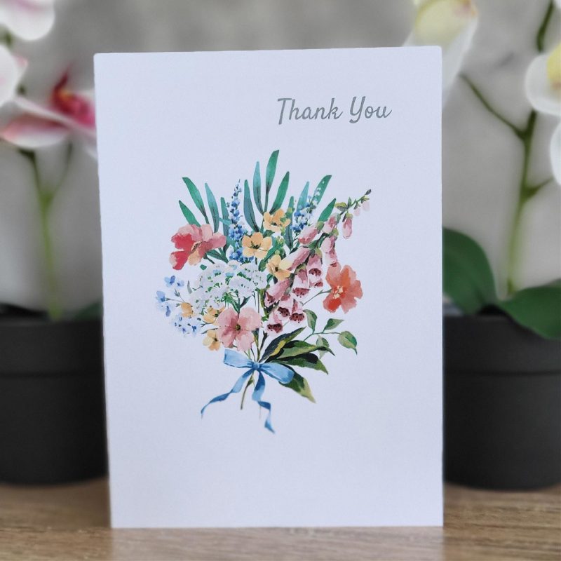 Personalised Thank You Floral Bouquet Greeting Card, 5x7