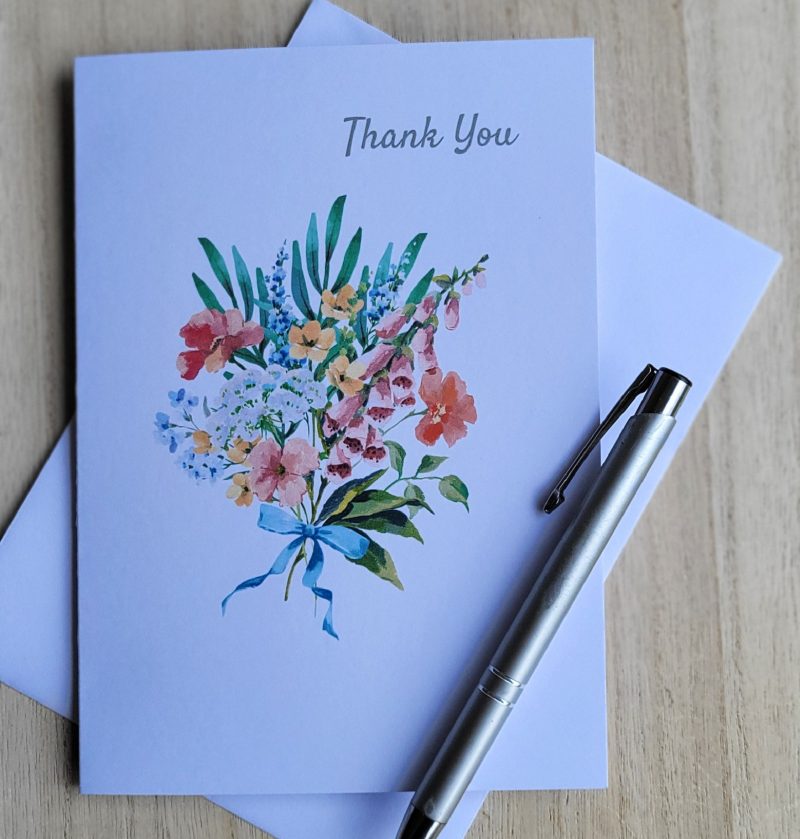 Personalised Thank You Floral Bouquet Greeting Card, 5x7