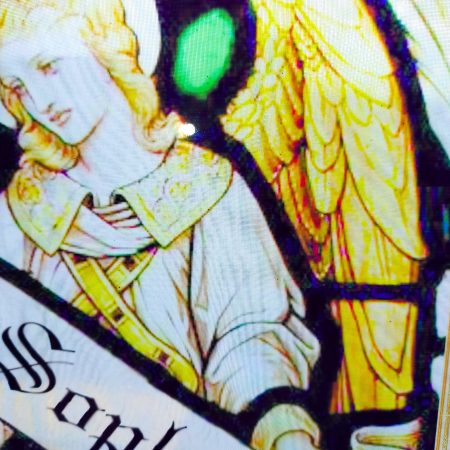 Custom Banner Angel Stained Glass Effect Hanging Pane;
