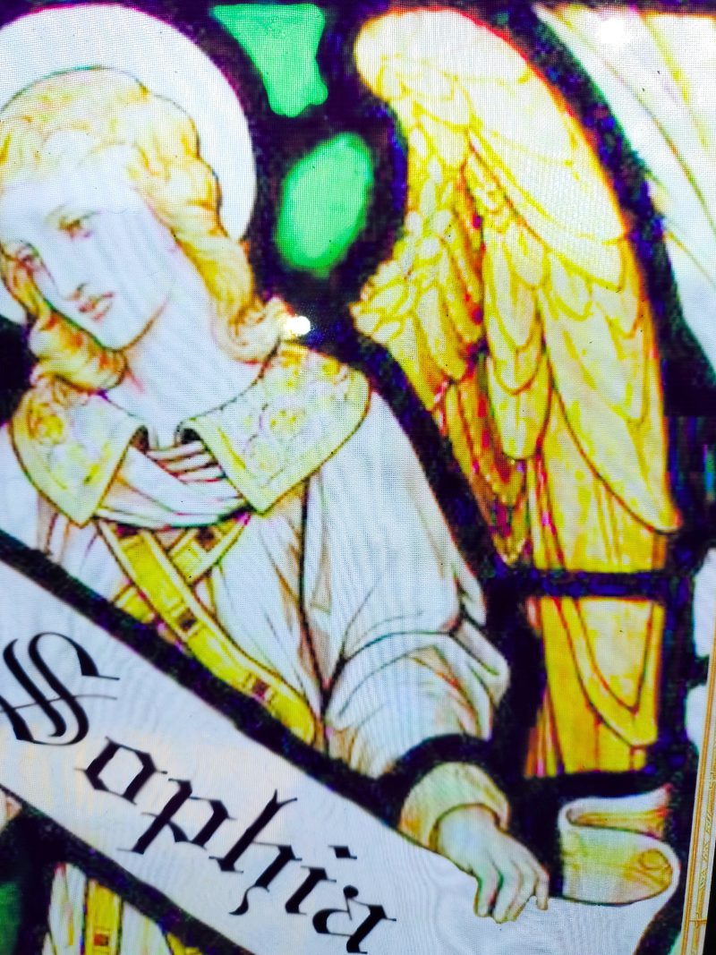 Custom Banner Angel Stained Glass Effect Hanging Pane;