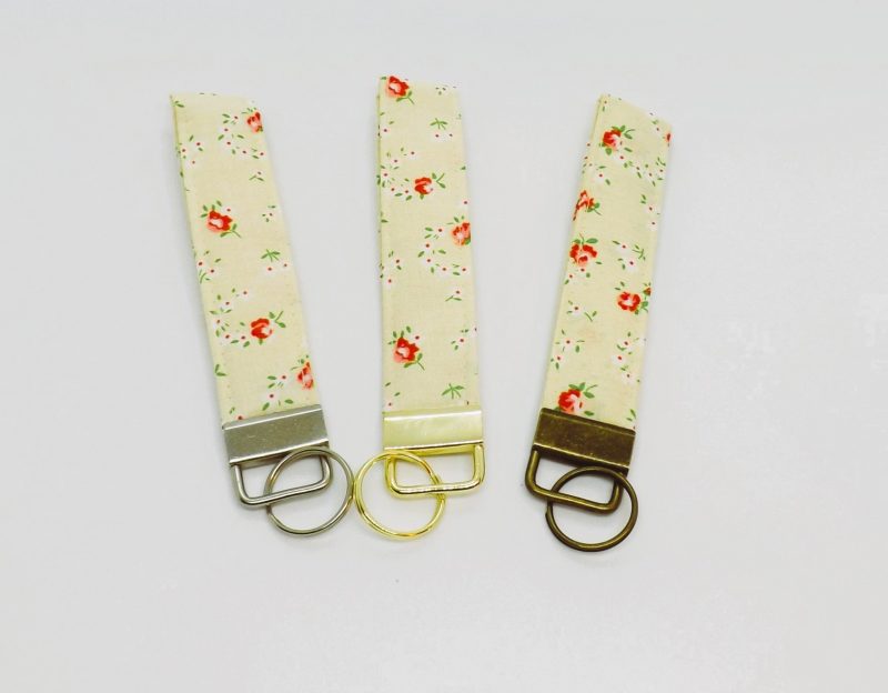 Handmade Padded Fabric Wristlet Keyring:
