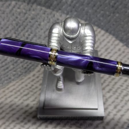 Hand turned Empress style fountain pen in shimmering purple acrylic