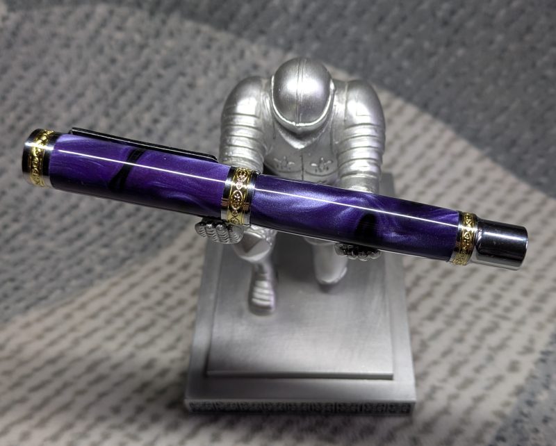 Hand turned Empress style fountain pen in shimmering purple acrylic