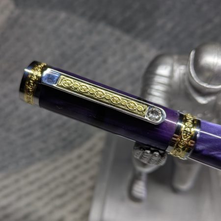 Hand turned Empress style fountain pen in shimmering purple acrylic