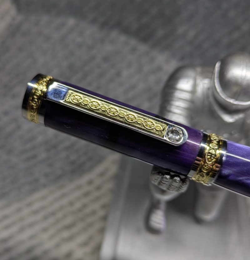 Hand turned Empress style fountain pen in shimmering purple acrylic