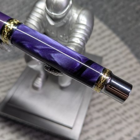 Hand turned Empress style fountain pen in shimmering purple acrylic