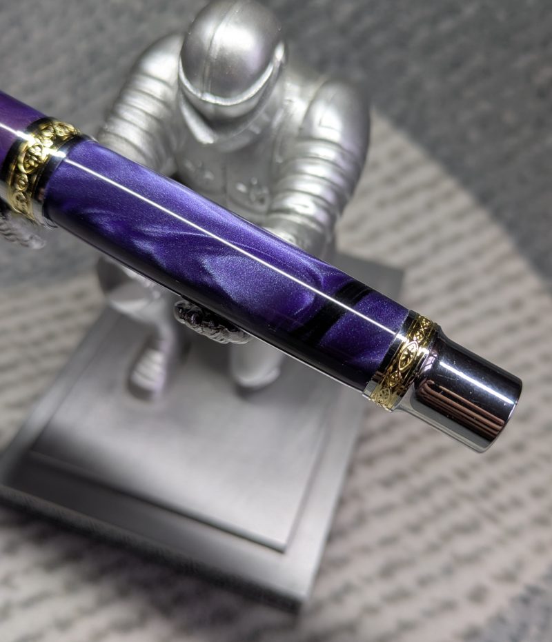 Hand turned Empress style fountain pen in shimmering purple acrylic