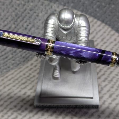 Hand turned Empress style fountain pen in shimmering purple acrylic