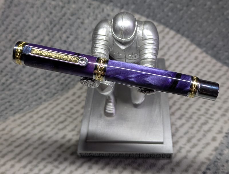 Hand turned Empress style fountain pen in shimmering purple acrylic