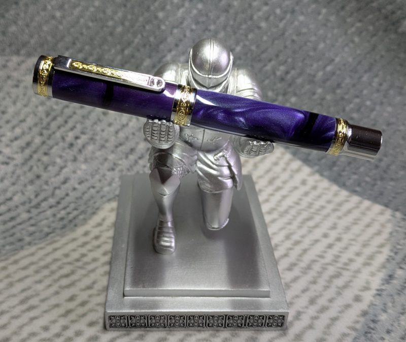 Hand turned Empress style fountain pen in shimmering purple acrylic